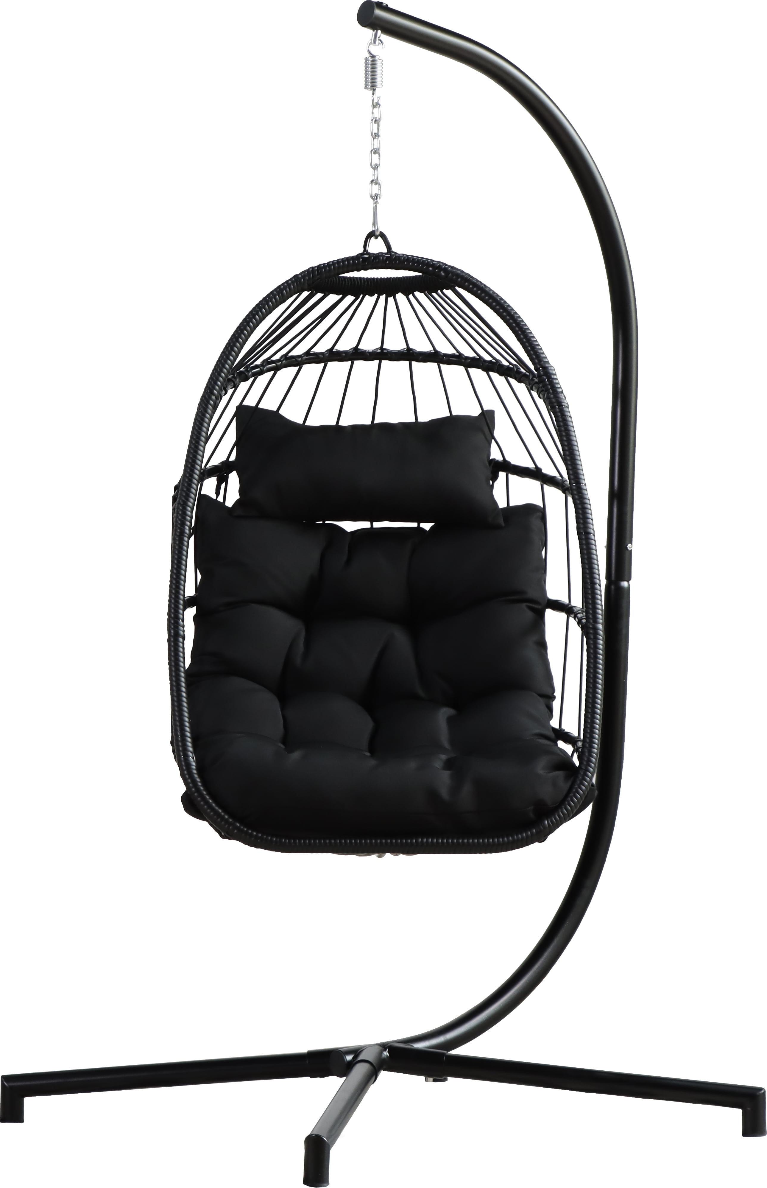 Egg Chair with Stand Patio Rattan Wicker Hanging Swing Egg Chair
