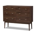 thumbnail image 2 of Baxton Studio Disa Mid-Century Modern Walnut Brown Finished 6-Drawer Dresser, 2 of 8
