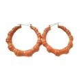 thumbnail image 2 of Orange Hoop Earrings Bamboo Hoops Style 2.5 inch, 2 of 2