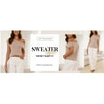 thumbnail image 5 of PUWEI Women's Off Shoulder Sweater Ribbed Knit Top Short Sleeve Pullover Blouse, 5 of 7