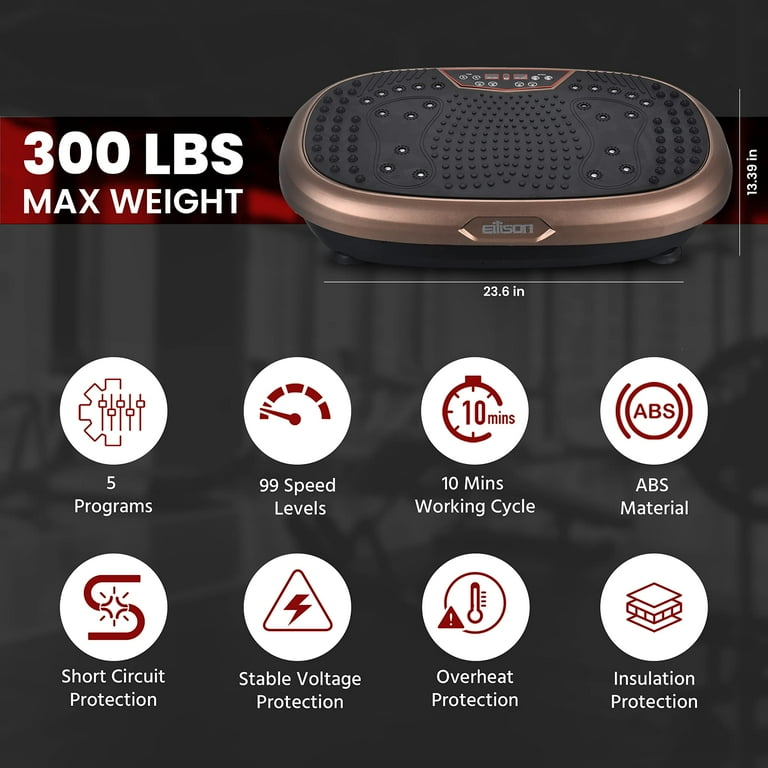 EILISON Fitpro Vibration Plate Exercise Machine Whole Body Workout Vibration Fitness Platform w Loop Bands Lymphatic Drainage Machine for