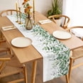 thumbnail image 3 of Green Leaves Table Runner - 60 Inch Long Summer Botanical Cotton and Linen Blended Dress Scarves Farmhouse Table Runner for Kitchen Dining, Coffee Table, 13" x 60", 3 of 8