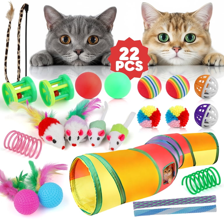 Jewyow 22-Piece Cat Toy Assortment with Tunnel and Wand photo 8