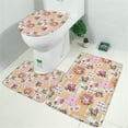 thumbnail image 2 of Pioneer Flower Floral Print Pattern Bathroom Rugs Sets 3 Piece,Toilet Cover Set,Absorbent Non Slip Bathroom Mats Sets with U-Shaped Contour Rug Toilet Rug Set, 2 of 5
