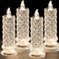 thumbnail image 2 of Rose Shadow LED Flameless Candles, 4PCS Romantic Battery Operated Candles Led Pillar Candles for Valentines, 2 of 7