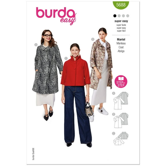 Burda Style Sewing Pattern 5688 - Misses' Coats and Jackets, Size: A (8-18)