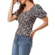 thumbnail image 4 of INSPIRAR CHIC Blusa Floral para Mujeres Cuello Cuadrado con Manga Abullonada Espalda Fruncida Top Casual Negro XS, 4 of 8