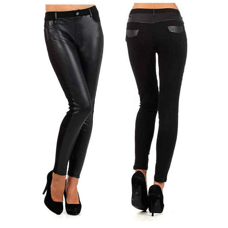 Womens Leggings Faux Leather Shiny Liquid Wet Look Sexy Stretch