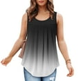thumbnail image 6 of up to 60% off Gifts Usmixi Womens Tank Tops Fashion Loose Fit Irregular Pleated Hem Ladies Tunic Shirts Summer Trendy Gradient Print Crewneck Sleeveless Shirts Blouse Black XL, 6 of 6