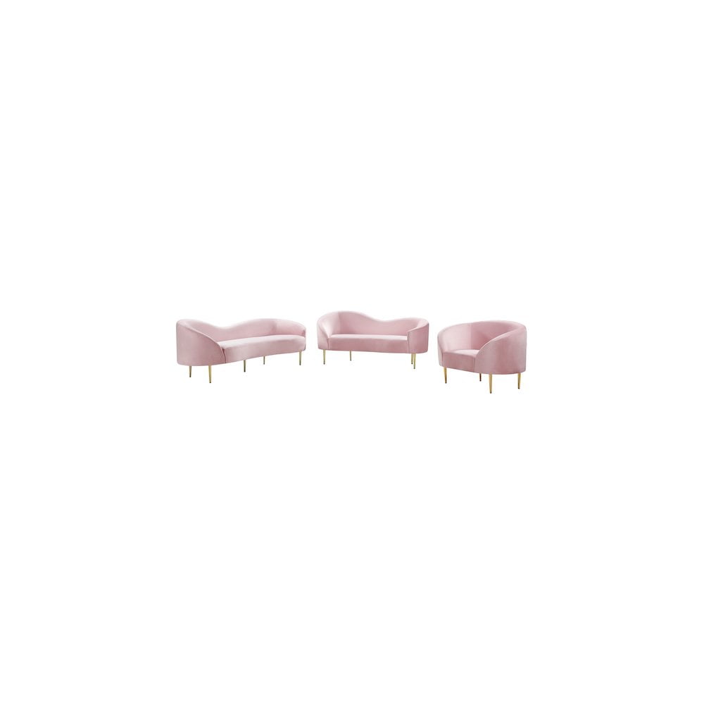 Meridian Furniture Ritz Contemporary Velvet Sofa in Pink