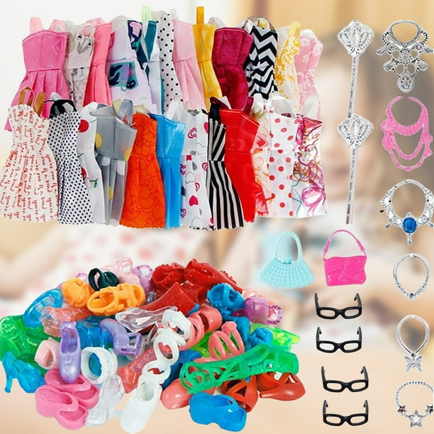 32 Uds. Vestidos/collares/gafas de juguete a la moda para niñas, muñecas, juguetes de vestir, regalo para niñas