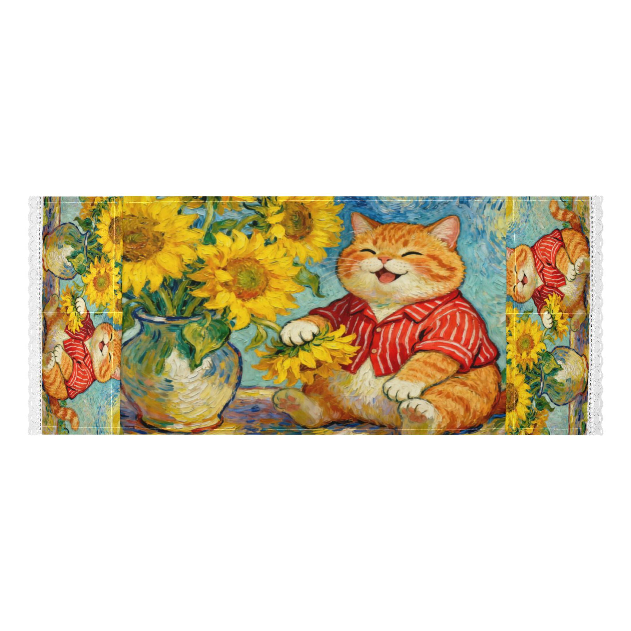 Wobogo Sunflower Orange Cat Washing Machine Cover Dustproof Washer Dryer Cover Waterproof Laundry Room Decorative Protector