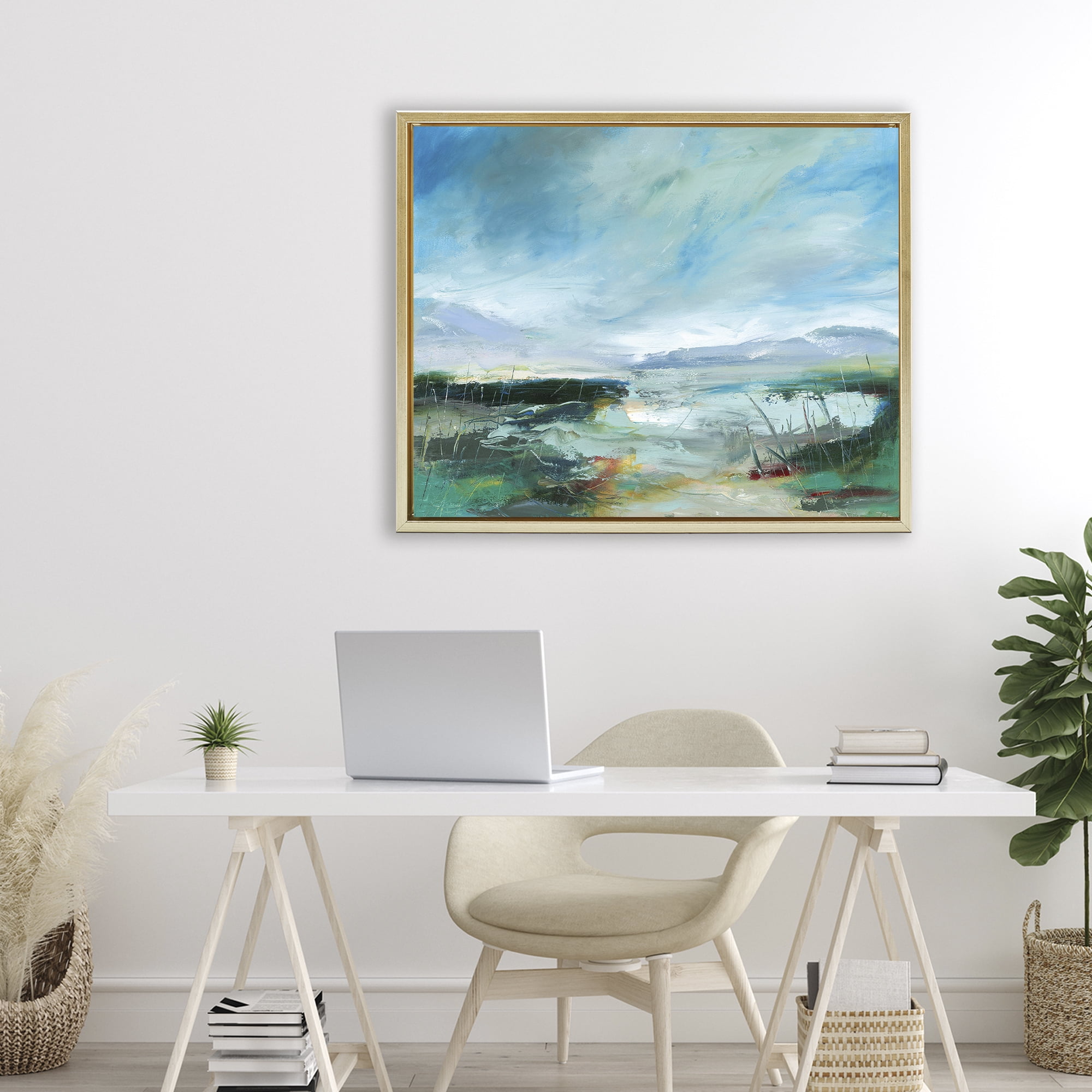 Stupell Industries Days By The Loch Gold Framed Floater Canvas Wall Art, design by Lesley Birch