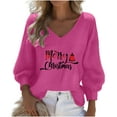 thumbnail image 3 of Craaazy Christmas Shirts for Women Fashion Clothing Christmas Printed 3/4 Sleeve V Neck Xmas Womens Tops Gifts, 3 of 3