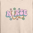 thumbnail image 3 of Instant Message - Nurse Flowers Women's Lightweight French Terry Wide Neck Long Sleeve Graphic Shirt, 3 of 6