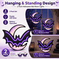 thumbnail image 3 of 2 Pack Halloween Bat Moon Lights, Battery Operated Purple LED Hanging Decorations, Light Up Window Wall Decor for Indoor Covered Porch, 3 of 8