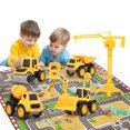 thumbnail image 2 of Construction Vehicles Truck Toys Set Fun Mini Pull Back Car Road Sign for Kids, 2 of 10