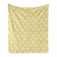 thumbnail image 1 of Yellow and White Soft Flannel Fleece Blanket, Rounded Floral Motifs Overlapping Pattern 20s 30s Bohemian Simple, Cozy Plush for Indoor and Outdoor Use, 50" x 60", Earth Yellow White, by Ambesonne, 1 of 6