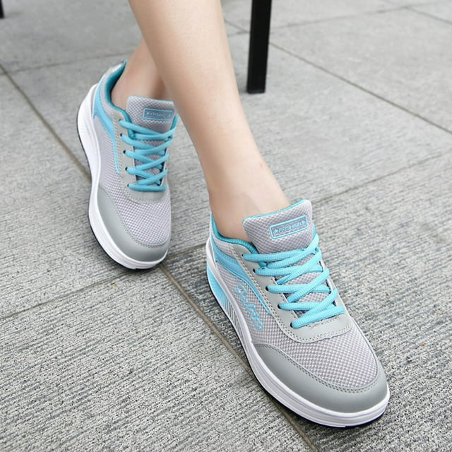 Chaussures Tjiojio pour Femmes, Mode Automne en Maille à Semelles Épaisses pour Voyage et Course