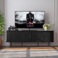 thumbnail image 4 of Modern 70" TV Stand for 80" TV, Wood Entertainment Center with Storage and Shelves, Tambour Door, Walnut, 4 of 6