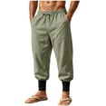 thumbnail image 2 of QSXADF Men's Casual Jogger Pants Loose Drawstring Pants Linen Breathable Drawstring Waist Pocket Jogger Pants Men's Casual Trousers, 2 of 6