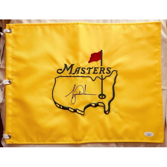 Tiger Woods autographed undated Masters golf pin flag JSA graded 9