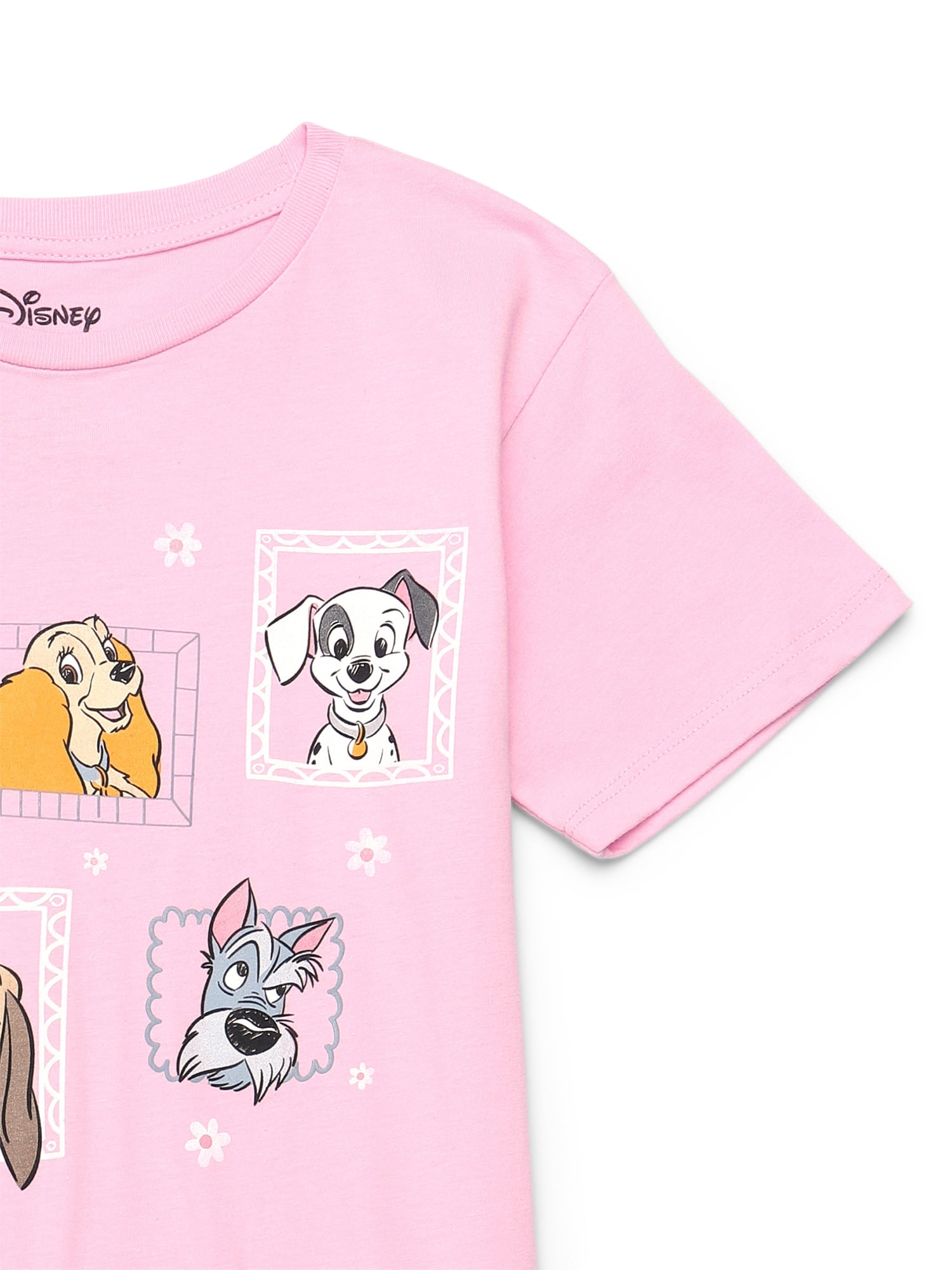 Disney Dogs Stay Pawsome Girls Short Sleeve Graphic T-Shirt, Sizes 4-16