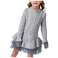 thumbnail image 1 of Zanarzt Toddler Girls Fall Outfit Spring and Autumn Girls Long Sleeved Party Dress Pattern Mesh Dress Grey,18-24 Months, 1 of 6