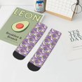 thumbnail image 7 of Rateoe Violets Flowers Pattern Quarter Crew Socks,Toe Seamed Ankle Socks,Cotton Cushioned Breathable Athletic Crew Sports Socks, 7 of 7
