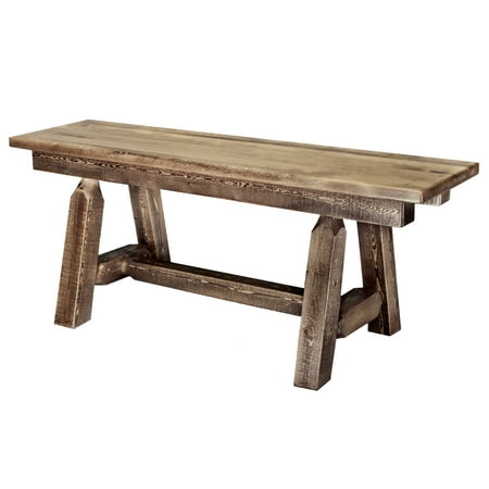 - Homestead Collection Plank Style Bench, 45 Inch, Stain & Clear Lacquer Finish