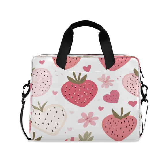 16inch Laptop Briefcase, Business Laptop Bag with Detachable Strap & Padded Compartment, Water-Resistant Polyester，Cute Strawberry