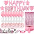 thumbnail image 1 of Pink Birthday Party Decoration, Happy Birthday Banner, Rose Gold Fringe Curtain, Foil Tablecloth, Heart Star Foil Confetti Balloons, 10g Table Confett, 1 of 4