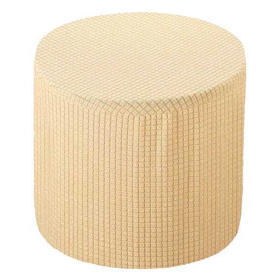 Ottoman Cover Round, Stretch Ottoman Slipcover Fit Diameter 9.8"-12.6", Non-Slip Footstool Protector Cover Beige