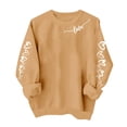 thumbnail image 2 of JTZGDY Love Heart Sweatshirts for Women Cute Valentines Day Long Sleeve Crewneck Pullover Tops Trendy Cozy Graphic Holiday T-Shirts Z01-Khaki M, 2 of 6