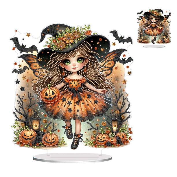 Kit Adornos Mesa Con Pintura Diamantes Acrílico Tema Halloween