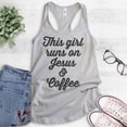 thumbnail image 2 of This Girl Runs On Jesus & Coffee Tank Top, Ladies Racerback Tank Top, Cute Coffee Tank, Jesus Tank, Silver Gray, Small, 2 of 3