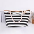 thumbnail image 3 of Sac de Plage pour Femmes Grande Capacité Poignée en Corde Toile Décontractée Rayures Colorées Sac à Main de Magasinage pour Vacances, 3 of 10