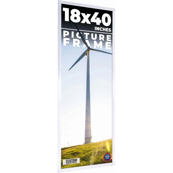 18x40 Frame Silver Stainless Steel Solid Wood Picture Frame | 0.75 Inch Moulding Width | Includes