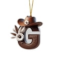 thumbnail image 2 of Western Cowboy Style Acrylic Letter Pendants - Assorted Alphabet Christmas Tree Ornaments with Cowboy Hats & Floral Details, Festive Holiday Decor Gifts, 2 of 9