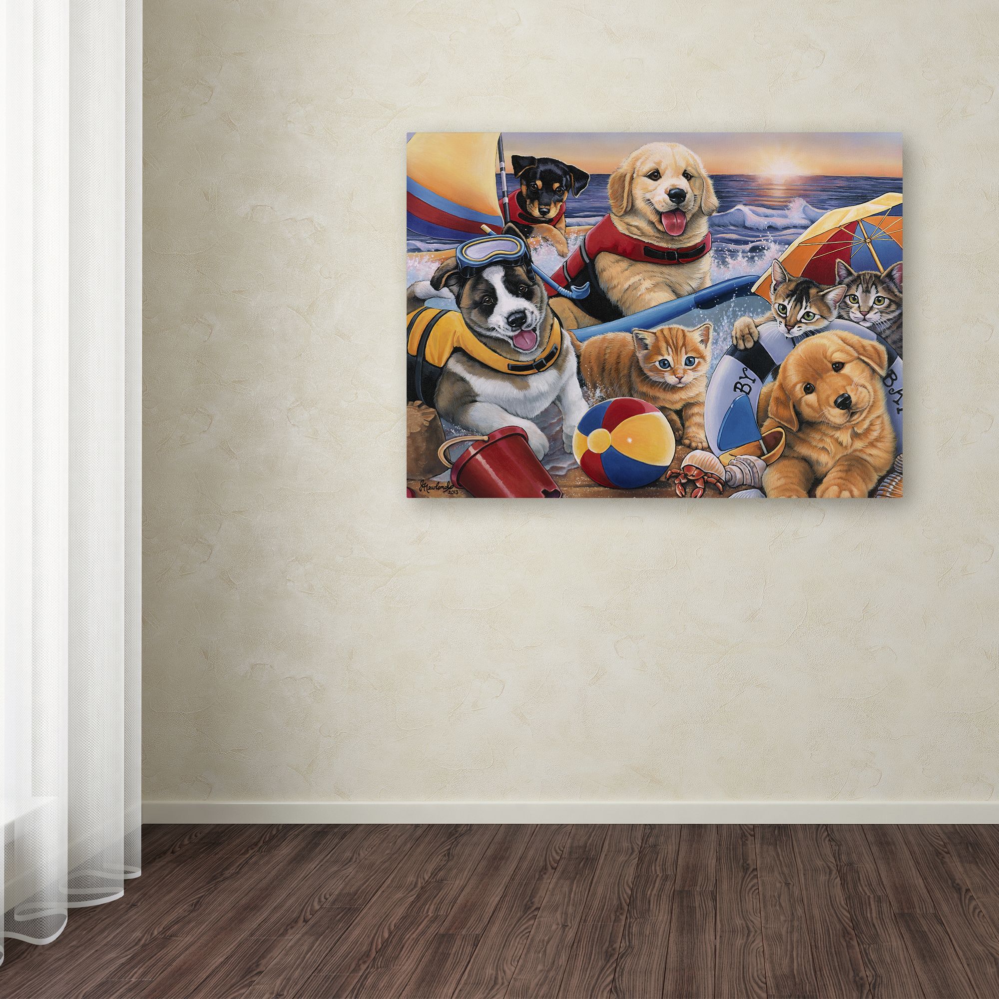 Trademark Fine Art Jenny Newland Beach Buddies Canvas Wall Art - 18x24