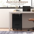 thumbnail image 3 of Black 3-Drawer Vertical File Cabinet with Lock - Rolling Office Storage for Home & Desk – Letter/A4 Hanging Bars, 25.7" High, 3 of 7