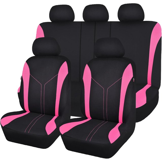 Car Seat Covers Front Seats and Rear Bench Air Mesh Fabric Rear Bench Split Polyester Easy Installation SUV CAR Woman Lady Femal ( Mint Full Set)