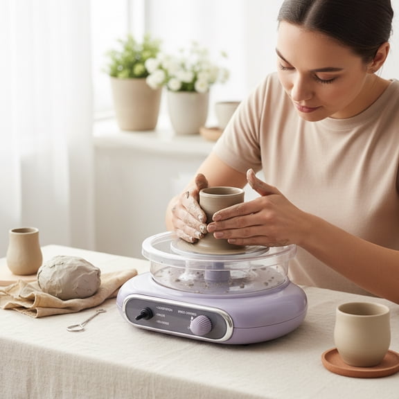 0-200rpm Stepless Speed Control Electric Pottery Machine, 24W Mini Pottery Wheel Machine Kit, Clay Making Pottery Machine US Standard