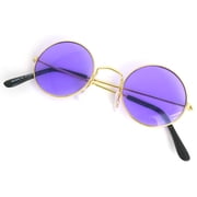 Skeleteen Purple Round Hippie Glasses - Purple 60s Style Hipster Circle Sunglasses - 1 Pair