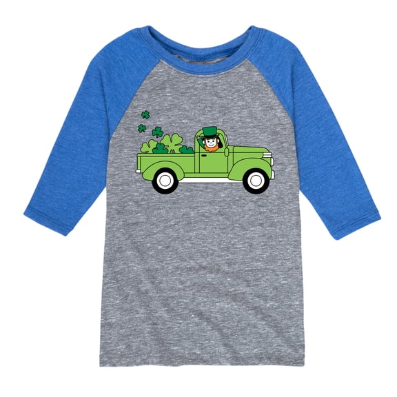 Instant Message - St. Patrick's Day - Leprechaun Truck - Delivering Luck - Toddler And Youth Raglan Graphic T-Shirt