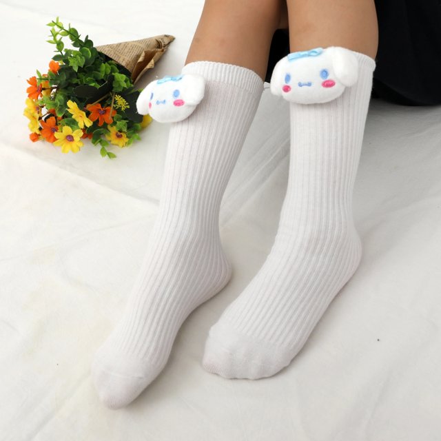Calcetines de Anime Sanrio Kuromi My Melody Cinnamoroll para niños y niñas, dibujos animados Kawaii, estilo coreano, calcetines de tubo medio, moda para estudiantes