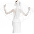thumbnail image 1 of Velo de novia corto, velos de despedida de soltera, velos de despedida de soltera de tul simples para mujer, borde satinado con peine para boda, 1 of 5