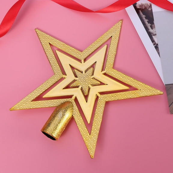 LABSERRON 1Pack Farmhouse Tree Topper Star Gold PVC for Christmas Decoration 7.7X6.9X1.2In