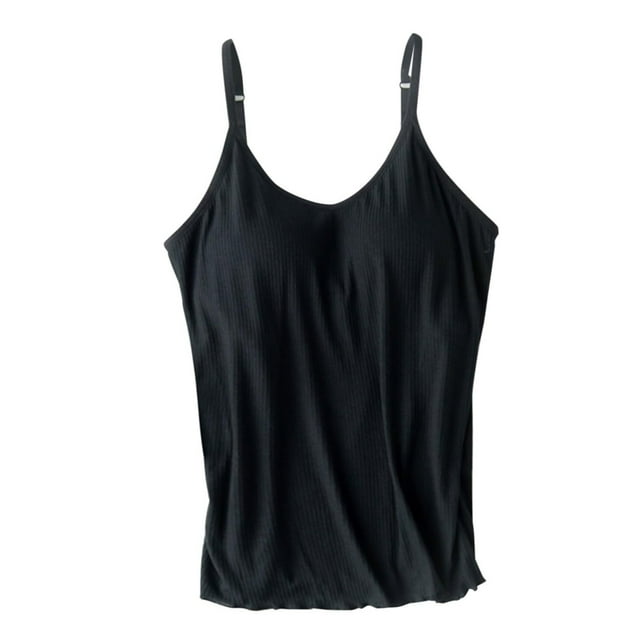 Women's Shelf Bra Camisole Adjustable Spaghetti Strap Tank Top Basic Layer