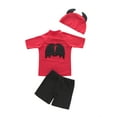 thumbnail image 2 of Kids Boys Chic Cartoon Animals Printed Rash Guard with Hat 3pcs Swimsuit Pool Party Swimwear Beach Bathing Suit (Devil, 2T), 2 of 5
